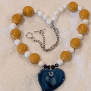 Ceramic heart and beads with toggle clasp