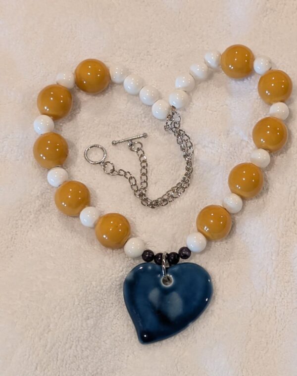 Ceramic heart and beads with toggle clasp