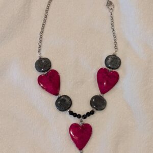 Necklace- Resin Hearts with Ceramic Accents