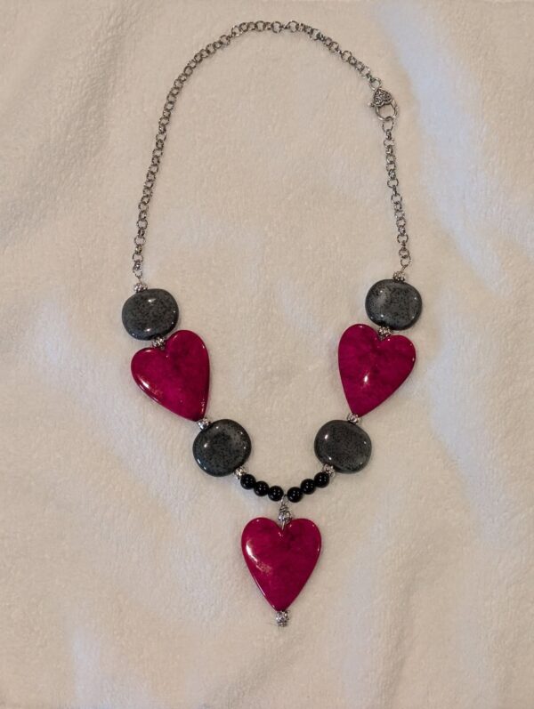 Necklace- Resin Hearts with Ceramic Accents